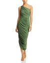 Norma Kamali Diana One Shoulder Gown In Green