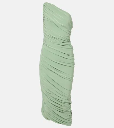Norma Kamali One-shoulder-maxikleid Diana Aus Jersey In Grün