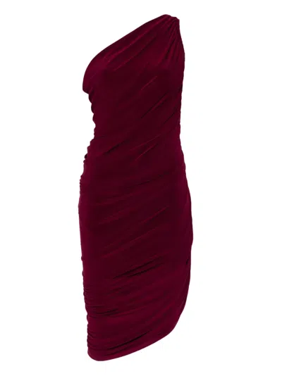 Norma Kamali Diana One-shoulder Mini Dress In Burgundy