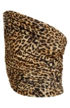 Norma Kamali Diana Leopard Shirred Bikini Top In Cheetah Patch