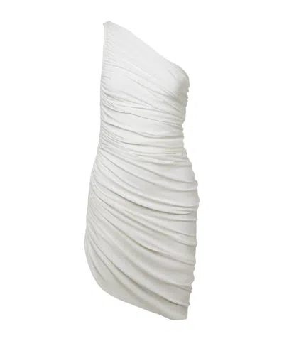 Norma Kamali Diana One-shoulder Ruched Mini Dress In White