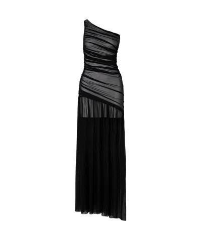 Norma Kamali Diana Pickleball One-shoulder Dress In Black