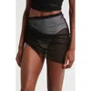 Norma Kamali Diana Layered Ruched Tulle Bikini Brief In Black/snow White