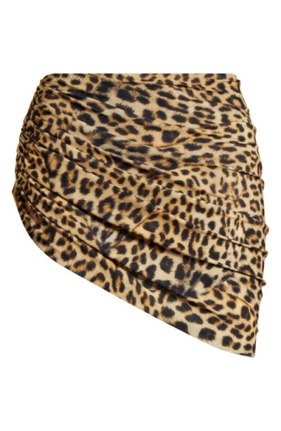 Norma Kamali Diana Leopard Shirred Bikini Bottoms In Cheetah Patch