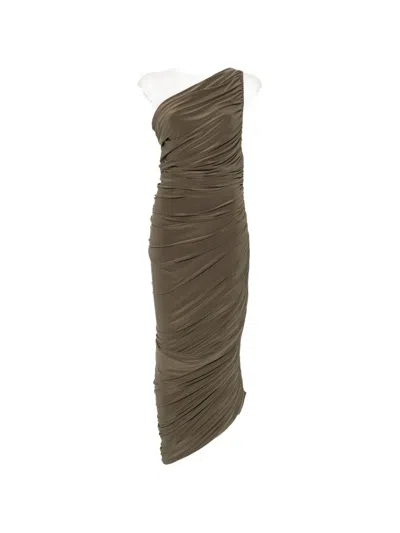 Norma Kamali Diana Ruched Dress In Brown