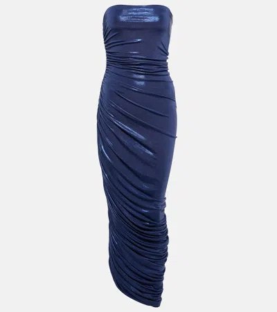 Norma Kamali Strapless Diana Gown Xtra Long Military Blue