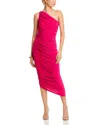 Norma Kamali Diana Ruched One Shoulder Dress In Rose