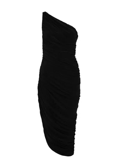 Norma Kamali Diana Asymmetric One-shoulder Gown In Schwarz
