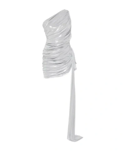 Norma Kamali Diana Ruched-finish Mini Dress In Silver