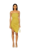 Norma Kamali Diana Strapless Asymmetric Ruched Stretch-jersey Mini Dress In Green