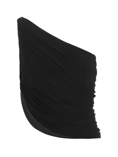 Norma Kamali Diana One-shoulder Ruched Crop Top In Black