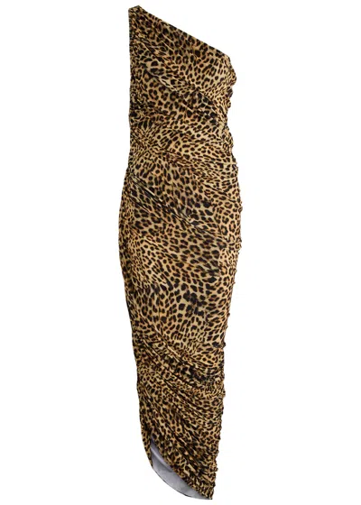 Norma Kamali Diana Xl Leopard Stretch-jersey Maxi Dress In Brown