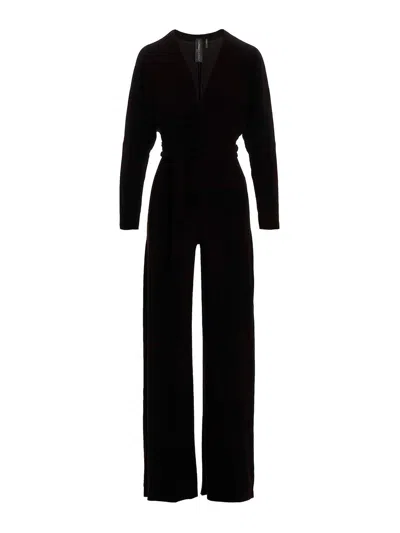 Norma Kamali Shirt Straight Leg Jumpsuit With Collar Stand In Black