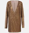 Norma Kamali Dolman Sequined Minidress In Metallic