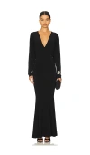 Norma Kamali Dolman V Neck Fishtail Gown In 블랙