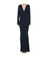 Norma Kamali Dolman V Neck Fishtail Gown In Black In Black