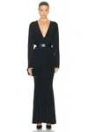 Norma Kamali Dolman V Neck Fishtail Gown In Black