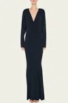 Norma Kamali Dolman V Neck Fishtail Gown In Black
