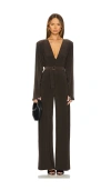 Norma Kamali Single Breasted Straight Leg Jumpsuit In Espresso
