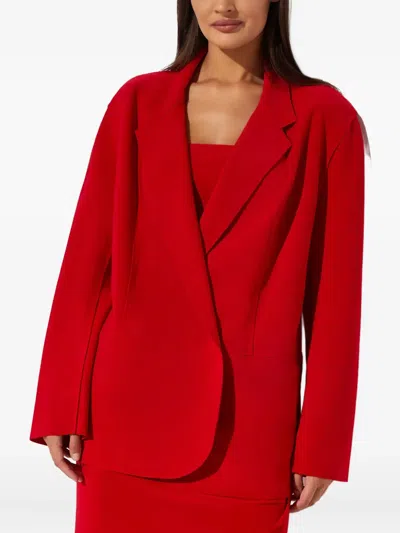Norma Kamali Double-breasted Belted Blazer In Red