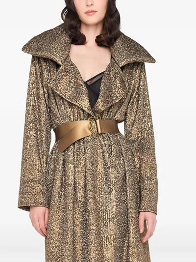 Norma Kamali Double-breasted Belted Coat In Gold