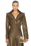 Norma Kamali Double Breasted Trench Bodysuit In Brown