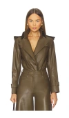Norma Kamali Double Breasted Trench Bodysuit In Green