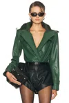 Norma Kamali Double Breasted Trench Bodysuit In Green