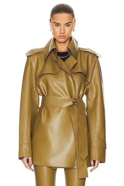 Norma Kamali Double Breasted Trench Coat In Woods