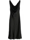 Norma Kamali Drape Neck Satin Dress In Black