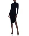 Norma Kamali Long Sleeve Turtleneck Side Drape Gown In Black