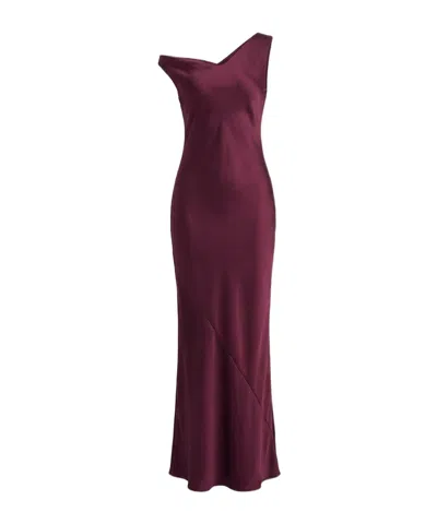 Norma Kamali Draped Asymmetric Long Dress In Purple