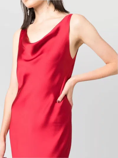 Norma Kamali Draped Cowl Neck Sleeveless Evening Dress In Red