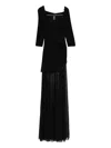 Norma Kamali Draped-design Mesh-panelled Maxi Dress In Black