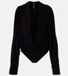 Norma Kamali Black Oversized Blouse With Ruffles And Fixed Hood In Tech Fabric Woman In Black