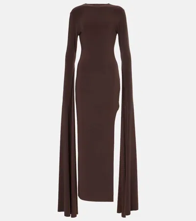 Norma Kamali Draped Jersey Gown In Brown