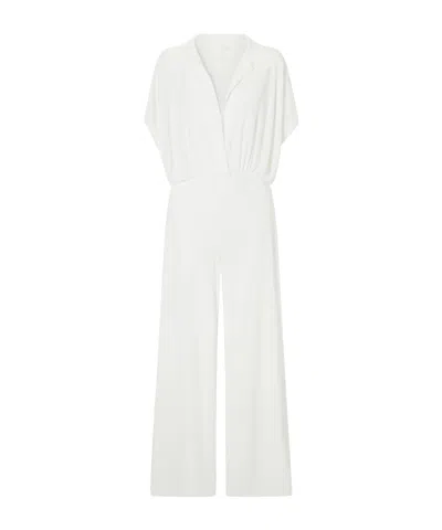 Norma Kamali Draped Jersey Jumpsuit In White