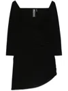 Norma Kamali Draped Off-shoulder Mini Dress In Black