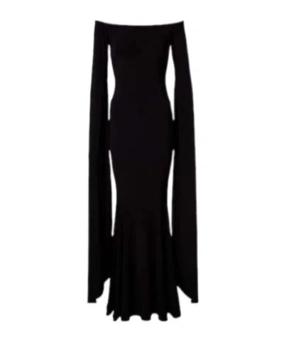 Norma Kamali Draped Off-shoulder Jersey Gown In Black