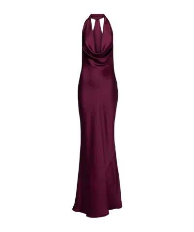 Norma Kamali Draped Satin Gown In Purple