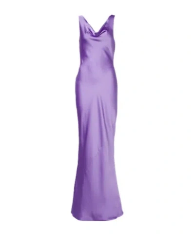Norma Kamali Draped Satin Gown In Purple