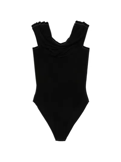 Norma Kamali Draped Sleeveless Bodysuit In Animal Print