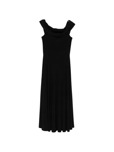 Norma Kamali Draped Sleeveless Midi Dress In Black