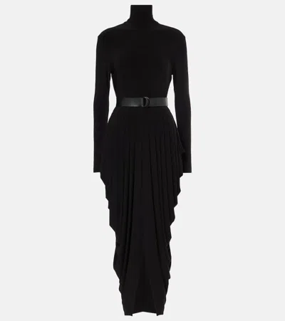 Norma Kamali Draped Turtleneck Midi Dress In Black