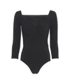 Norma Kamali Draped Wrap Bodysuit With Square Neckline In Black