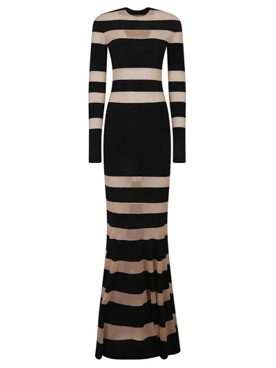 Norma Kamali Paneled Semi-sheer Gown In Multi