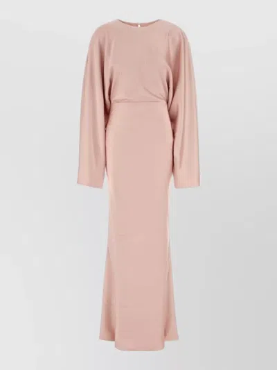 Norma Kamali Dress Back Slit Keyhole Neckline Sleeves In Pink