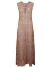 Norma Kamali 'swing' Brown Long Dress With Perforated And Semi-transparent Design In Beige
