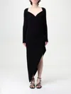 Norma Kamali Black Dress With Draped Details And Bare Shoulders In Tech Fabric Woman In Black