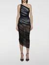 Norma Kamali Diana Sheer Ruched Asymmetric Gown In 黑色
